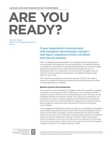 Canada's Anti-Spam Legislation and Your Business: Are You Ready?