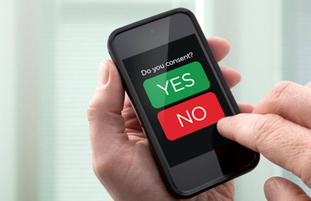 Phone image with Yes and No options displayed