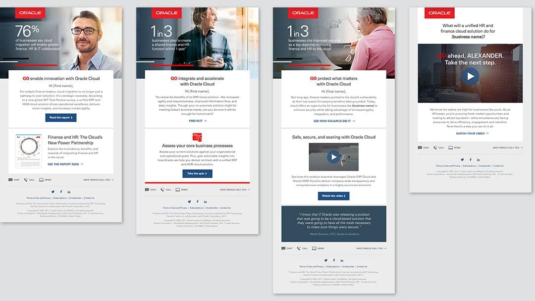 Personalized emails and direct mailers directed to a  dynamic and personalized landing page.