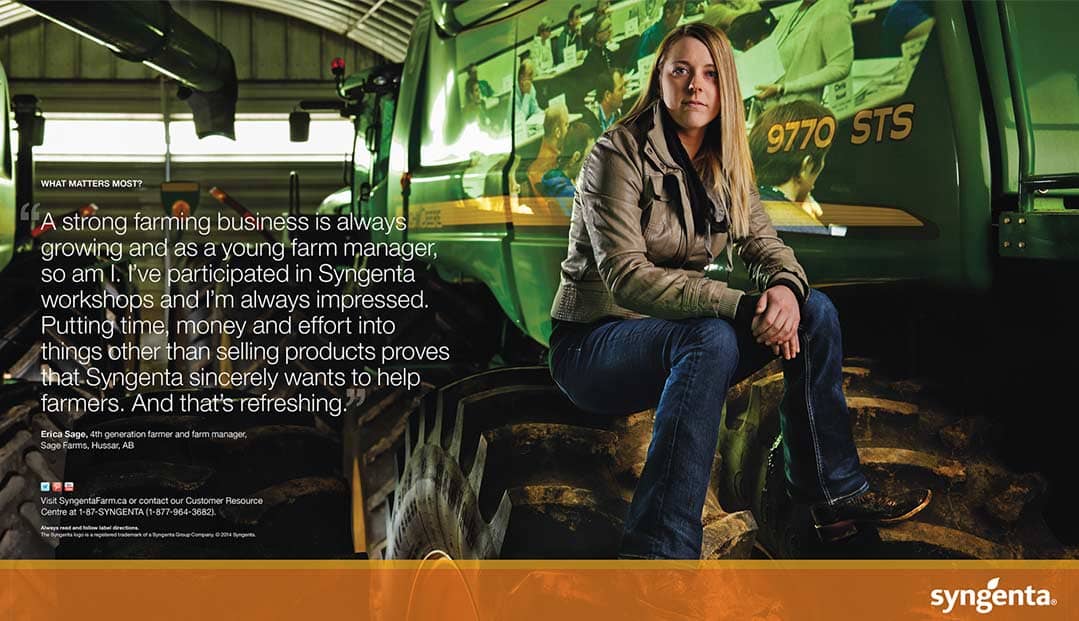 Syngenta Canada What Matters Most ad, featuring Erica Sage